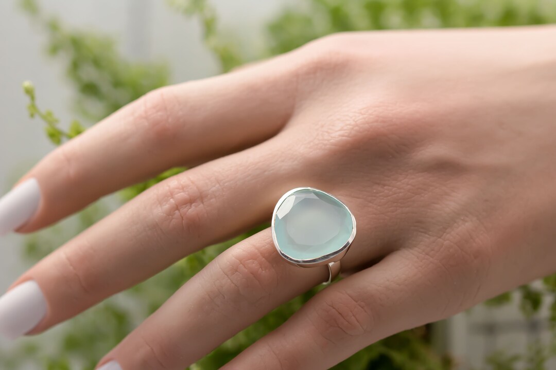 Sea Green Chalcedony Ring Sterling Silver Sea Green Chalcedony Ring Sterling Silver